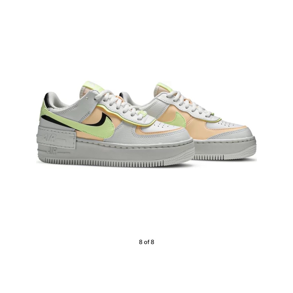 RARE Nike Air Force one shadow neon green and peach size 8